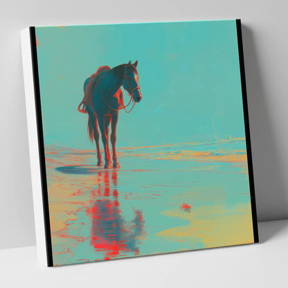 Neon Tide Reflection horse landscape canvas wall art