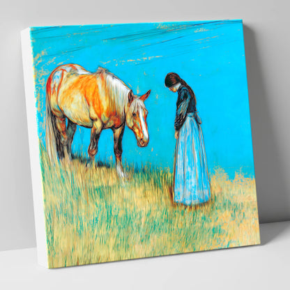 Cerulean Bond horse & rider canvas wall art