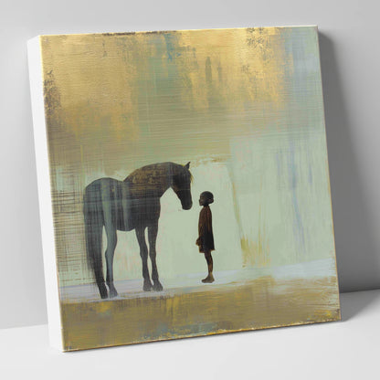 A Quiet Understanding horse & rider canvas wall art