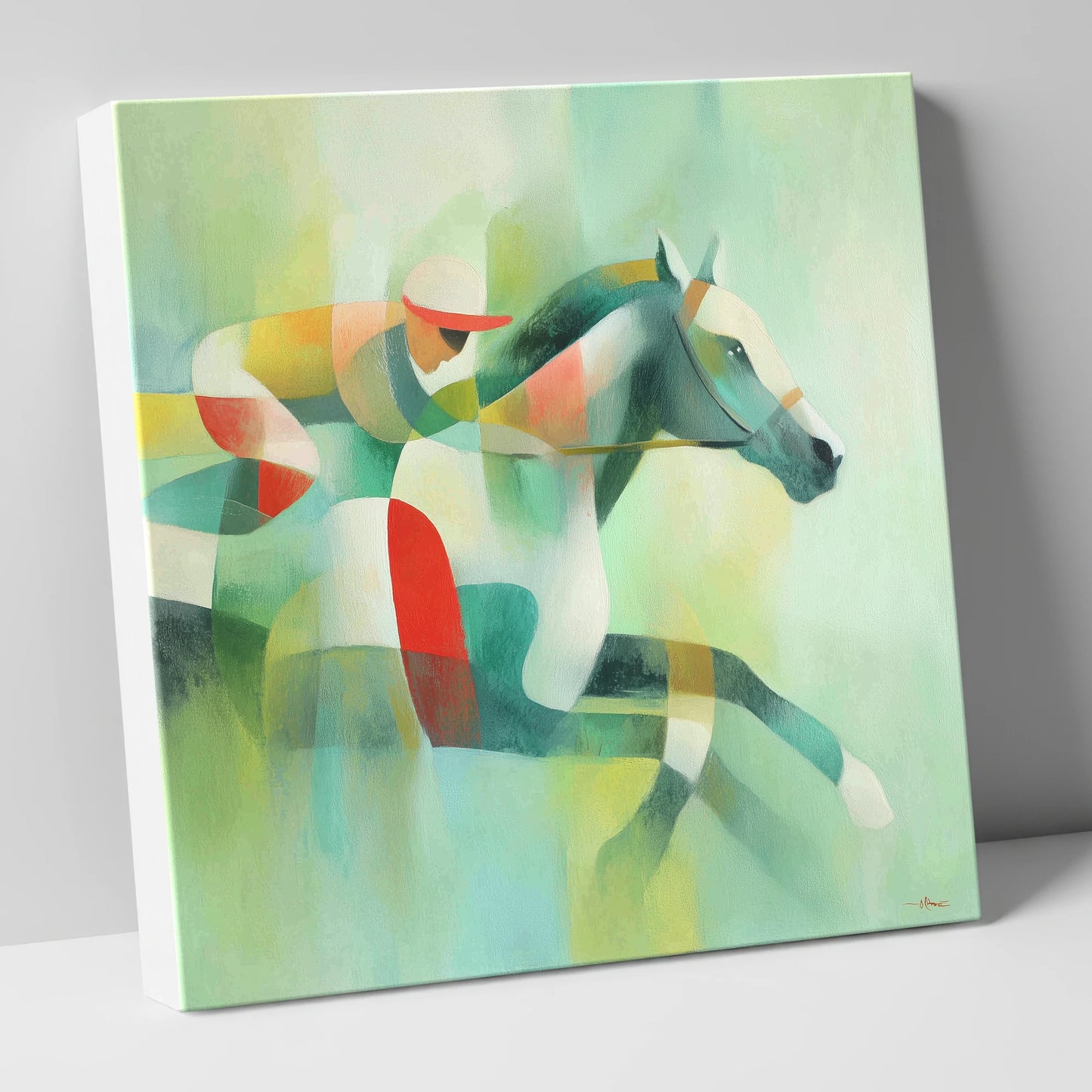 Prismatic Racing Stride racing horse canvas wall art