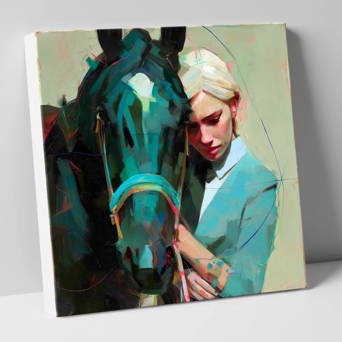 Silent Understanding horse & rider canvas wall art