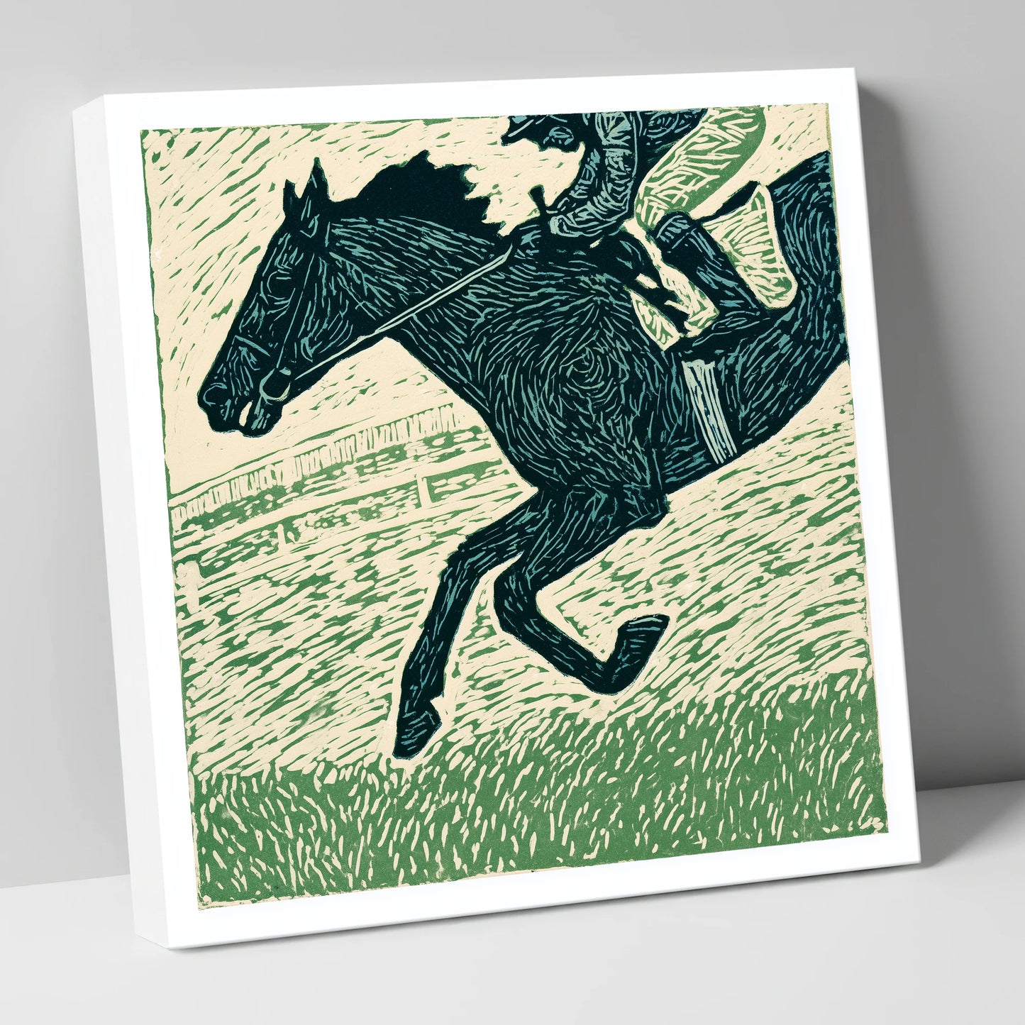 Thunder on the Turf racing horse canvas wall art