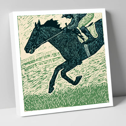 Thunder on the Turf racing horse canvas wall art