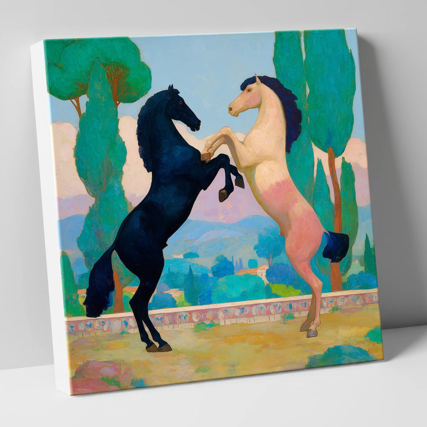 Azure and Rose Dance wild horses canvas wall art