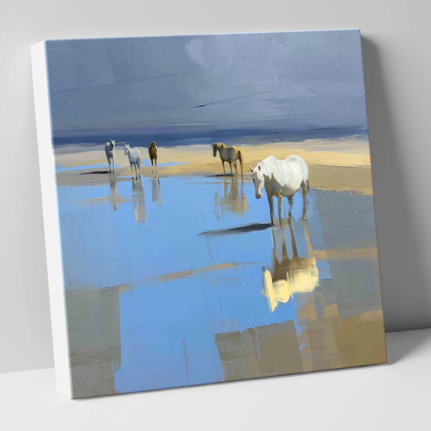 Stillness in the Shallows horse landscape canvas wall art