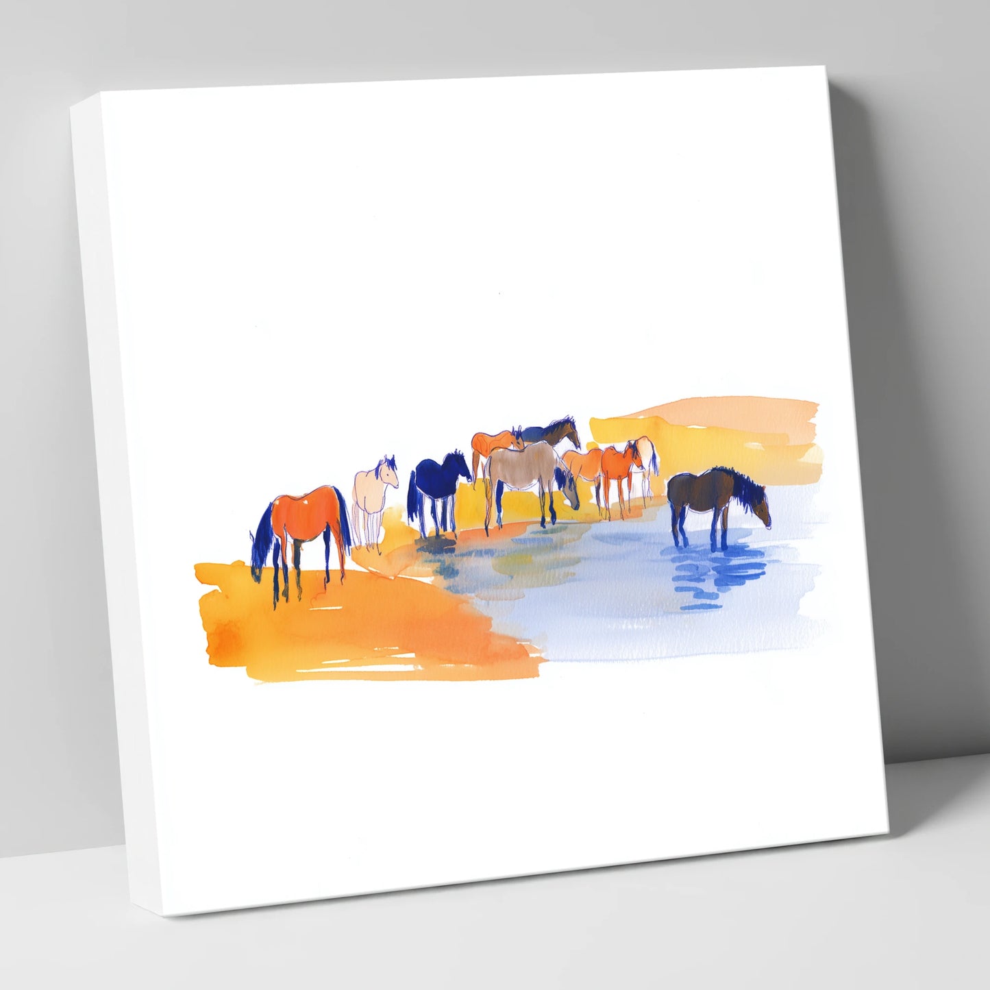 Oasis Gathering wild horses canvas wall art