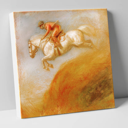Terracotta Flight show jumping horse canvas wall art
