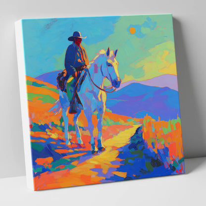 Painted Western Sun western horse canvas wall art