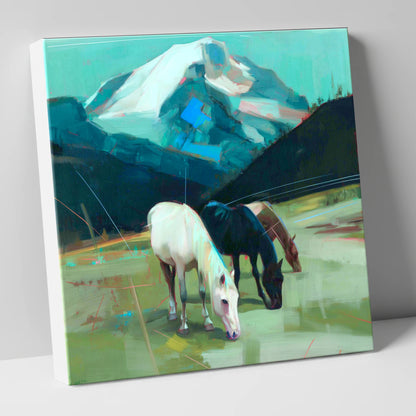 Teal Mountain Pasture horse landscape canvas wall art