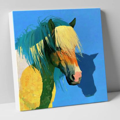 Bold Yellow and Teal Horse horse breed canvas wall art