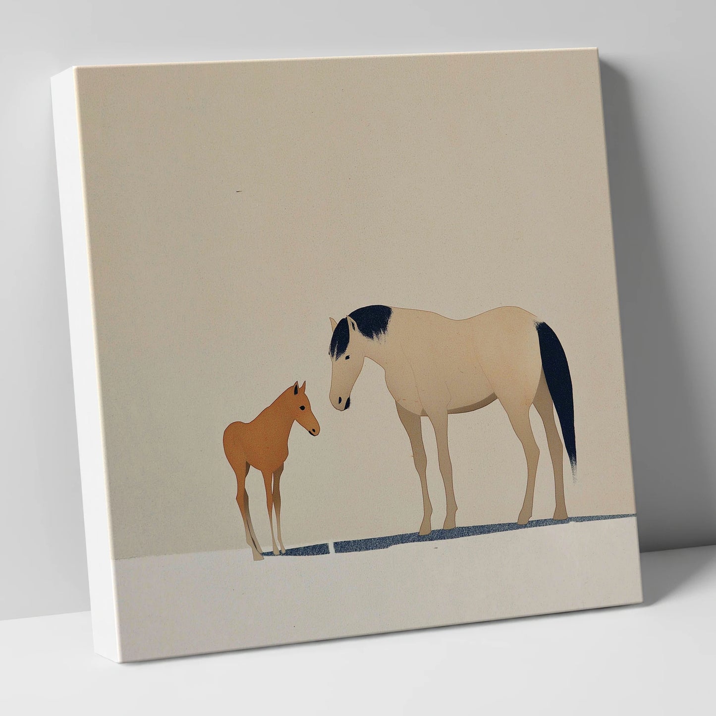 Quiet Guidance mare & foal canvas wall art