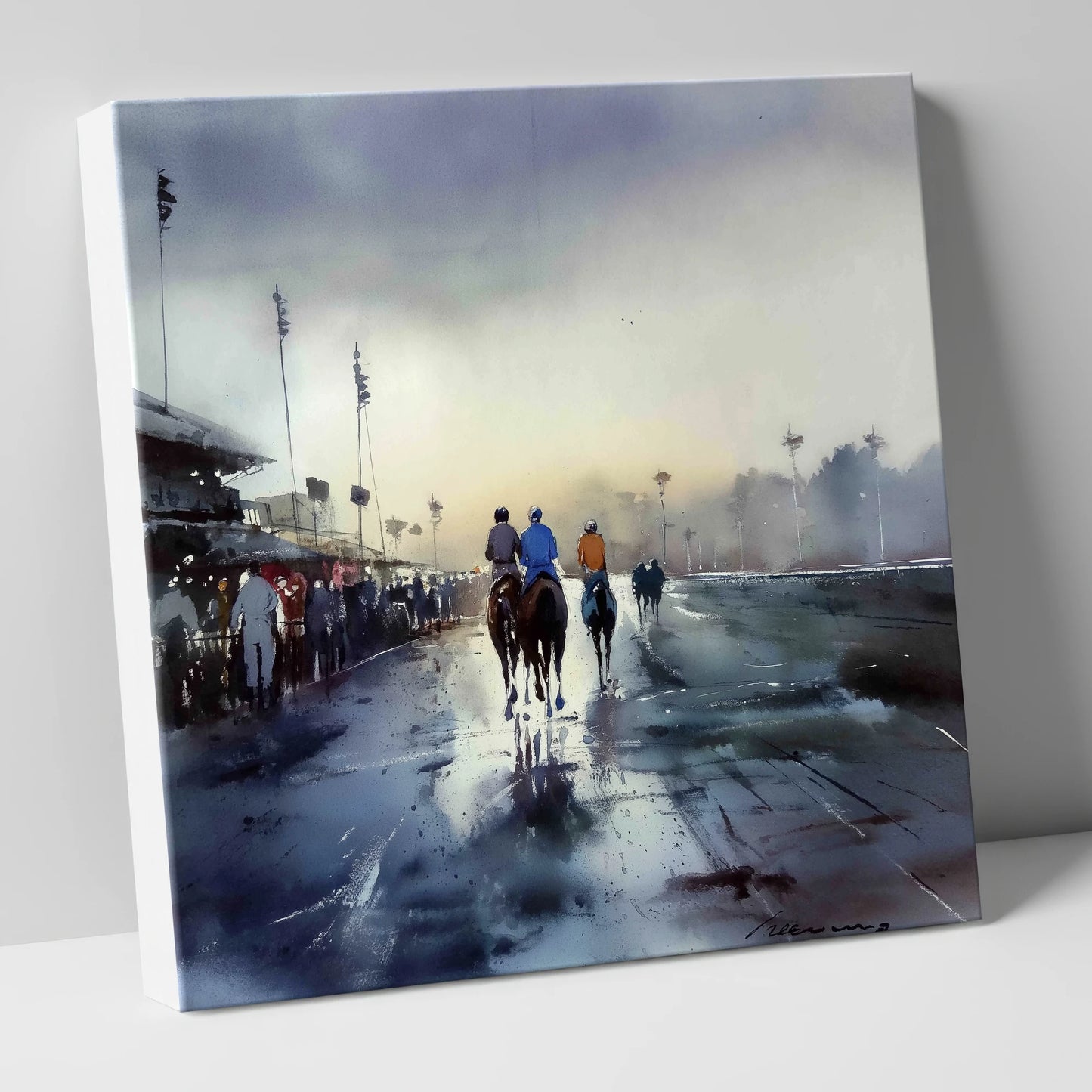 Dawn at the Track racing horse canvas wall art
