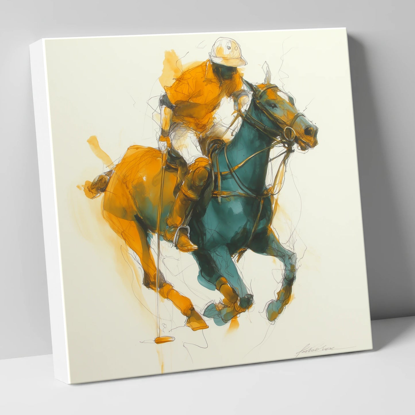 The Decisive Strike polo horse canvas wall art