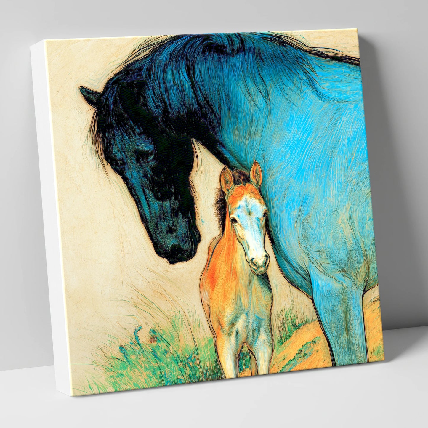 Vivid Devotion mare & foal canvas wall art