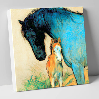 Vivid Devotion mare & foal canvas wall art