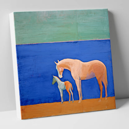 Cobalt Bond mare & foal canvas wall art