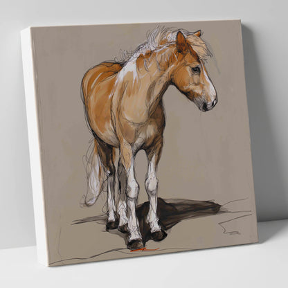 Quiet Flaxen Study horse breed canvas wall art