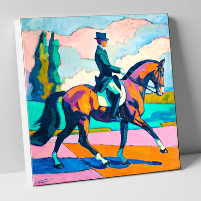 Vibrant Dressage Rhythm dressage horse canvas wall art