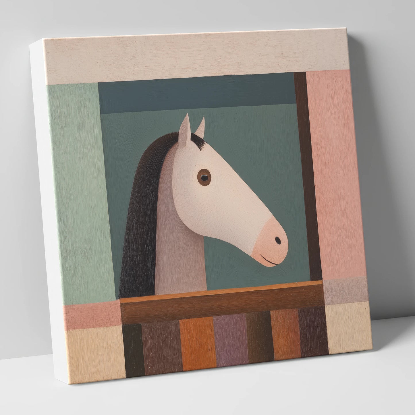 The Quiet Stable Companion horse stable canvas wall art