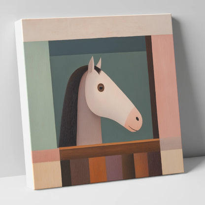The Quiet Stable Companion horse stable canvas wall art