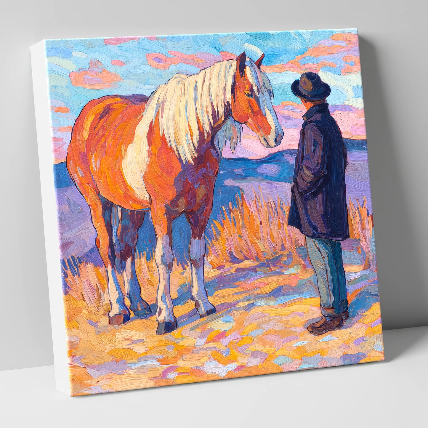 Golden Hour Harmony horse & rider canvas wall art
