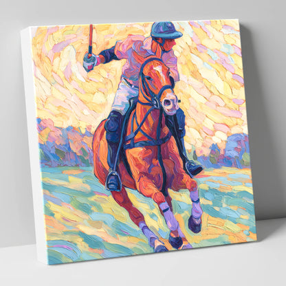 Vivid Polo Pursuit polo horse canvas wall art