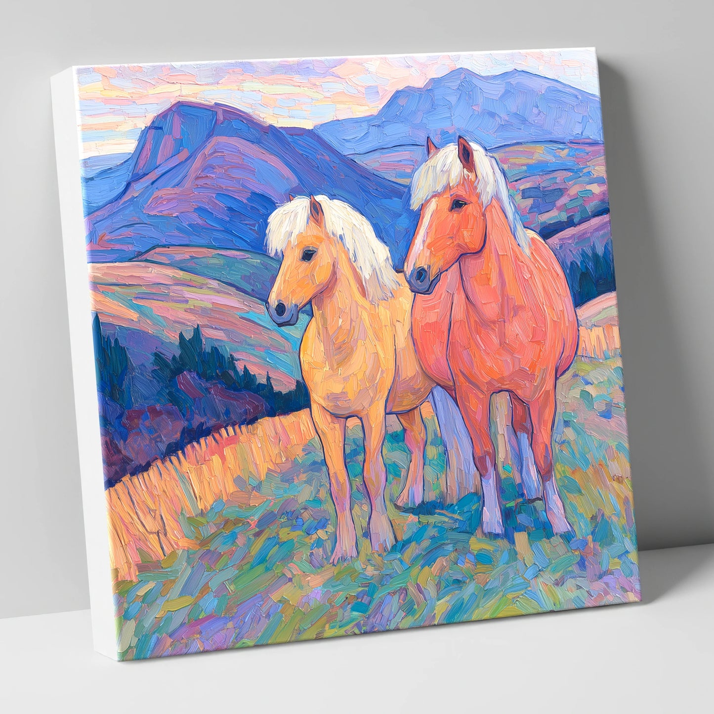 Highland Fjord Companions horse landscape canvas wall art