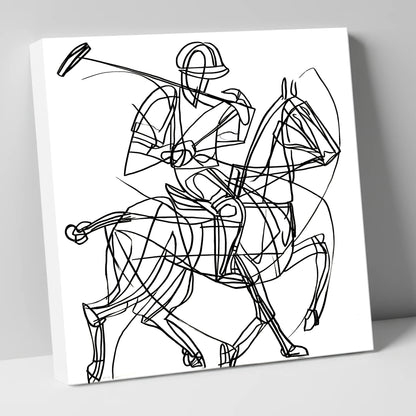 Linear Polo Strike polo horse canvas wall art