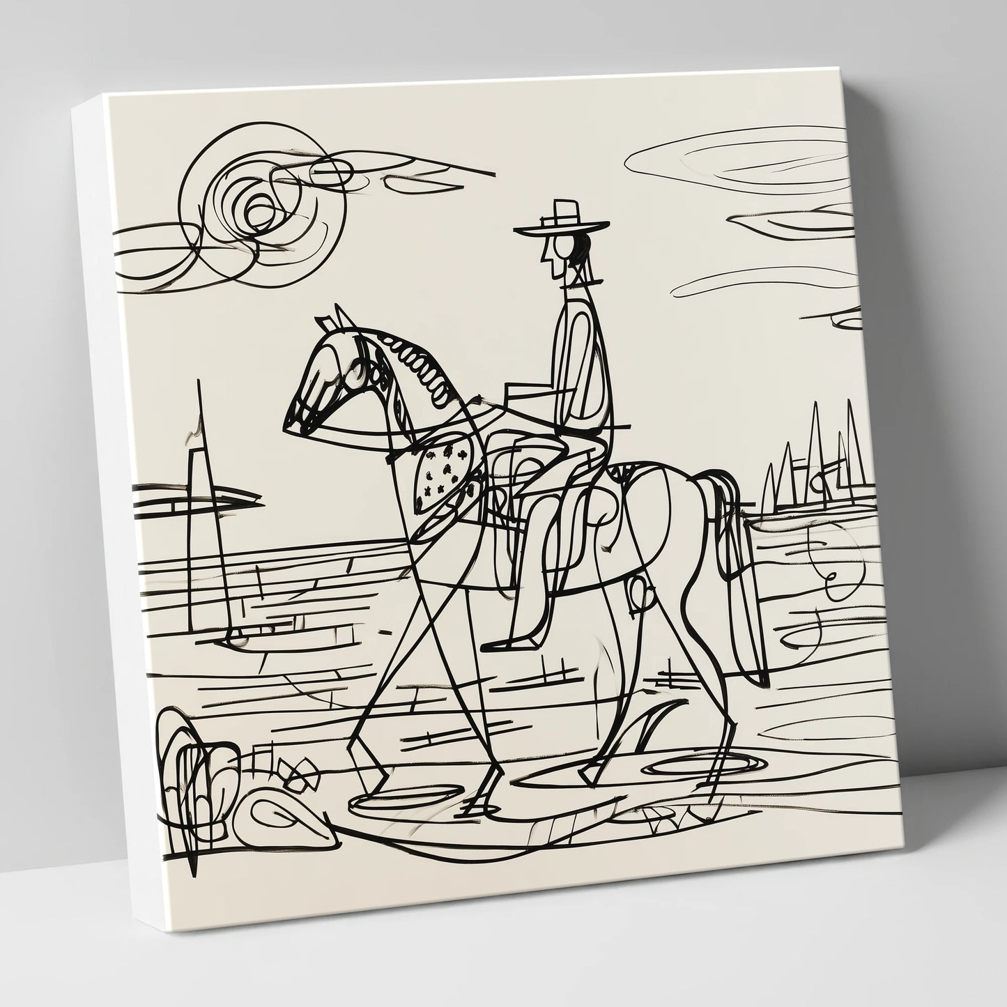 Abstract Coastal Ride beach horse canvas wall art