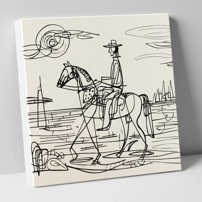 Abstract Coastal Ride beach horse canvas wall art