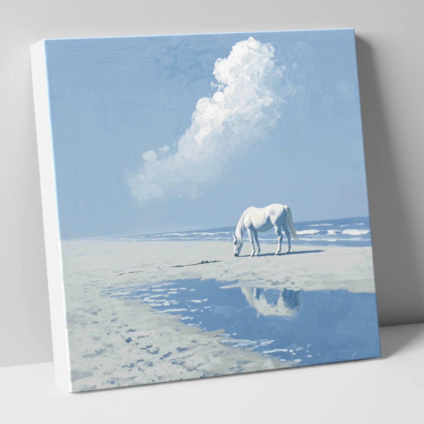 Azure Shore Solitude horse landscape canvas wall art