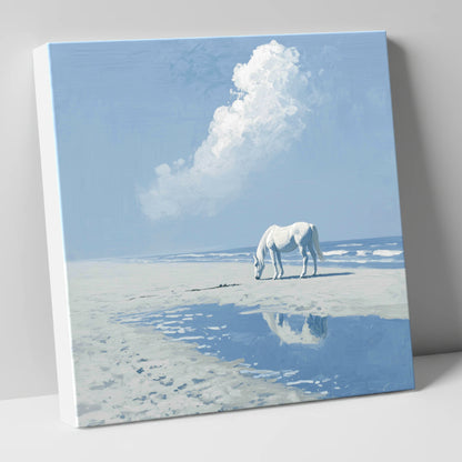 Azure Shore Solitude horse landscape canvas wall art