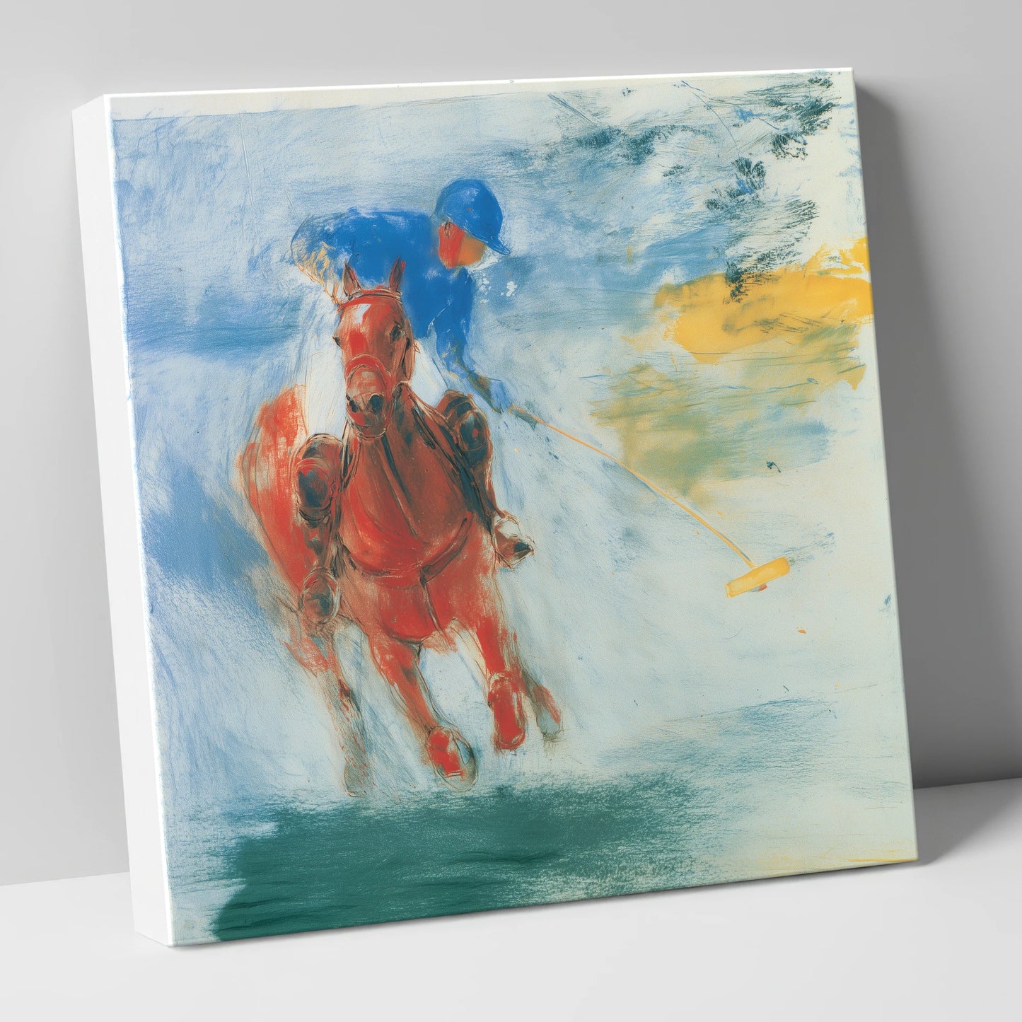 Midfield Strike polo horse canvas wall art