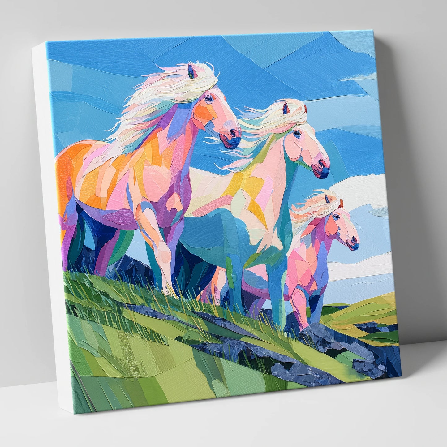 Radiant Hillside Herd horse landscape canvas wall art
