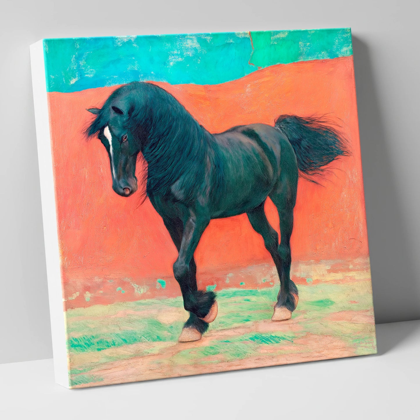 Bold Friesian Rhythm horse breed canvas wall art