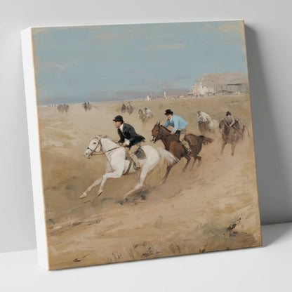Galloping on the Sands racing horse canvas wall art
