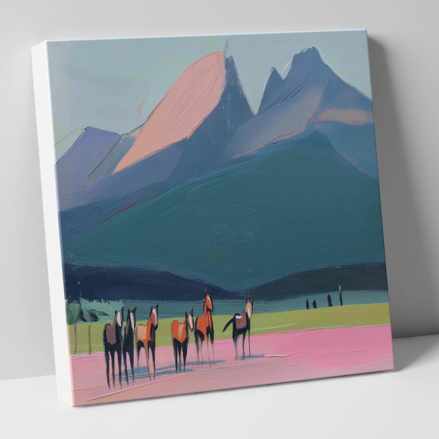 Rose Peaks Herd horse landscape canvas wall art