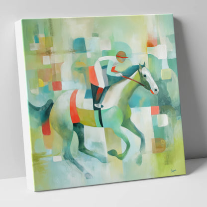 Geometric Gallop racing horse canvas wall art