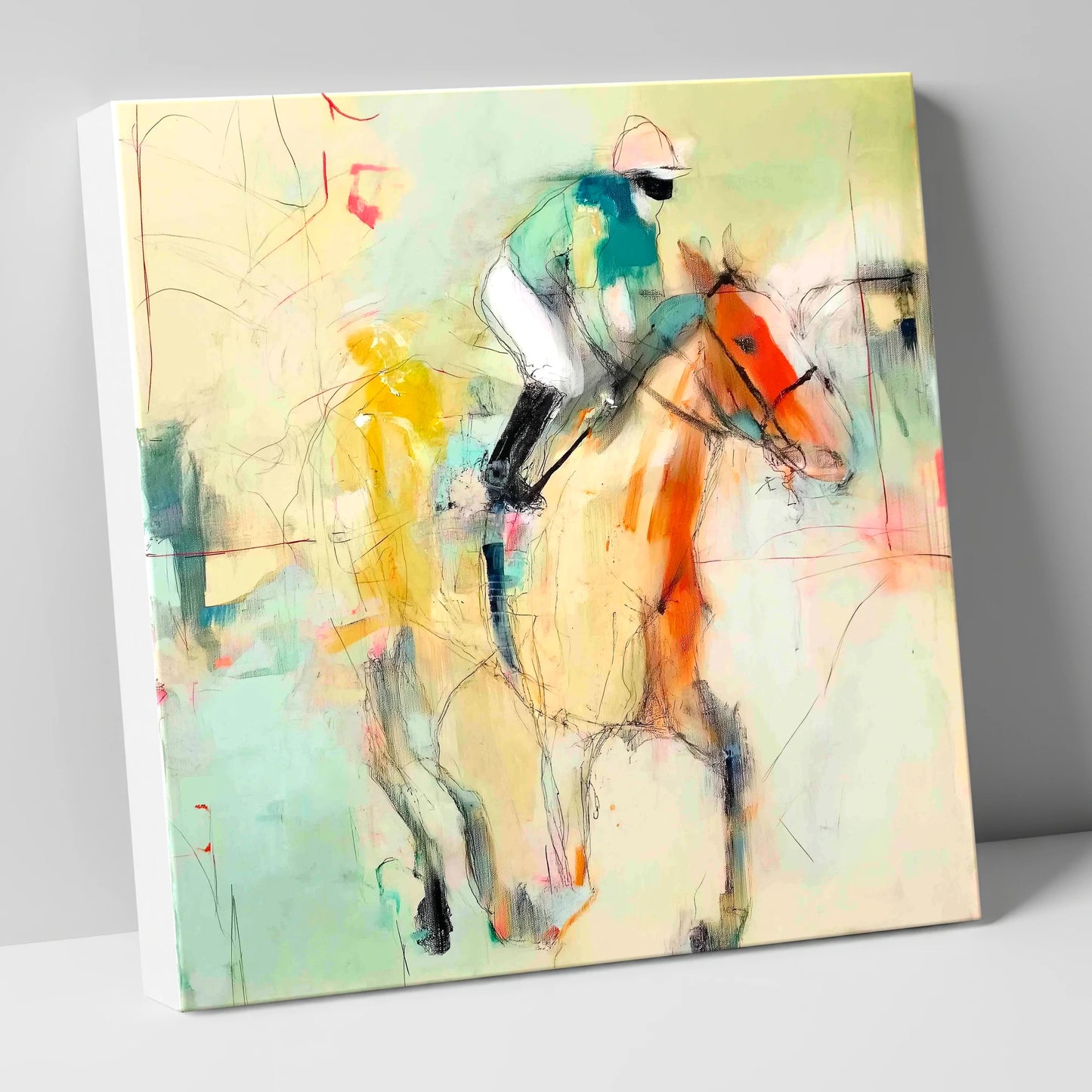 The Fleeting Stride racing horse canvas wall art