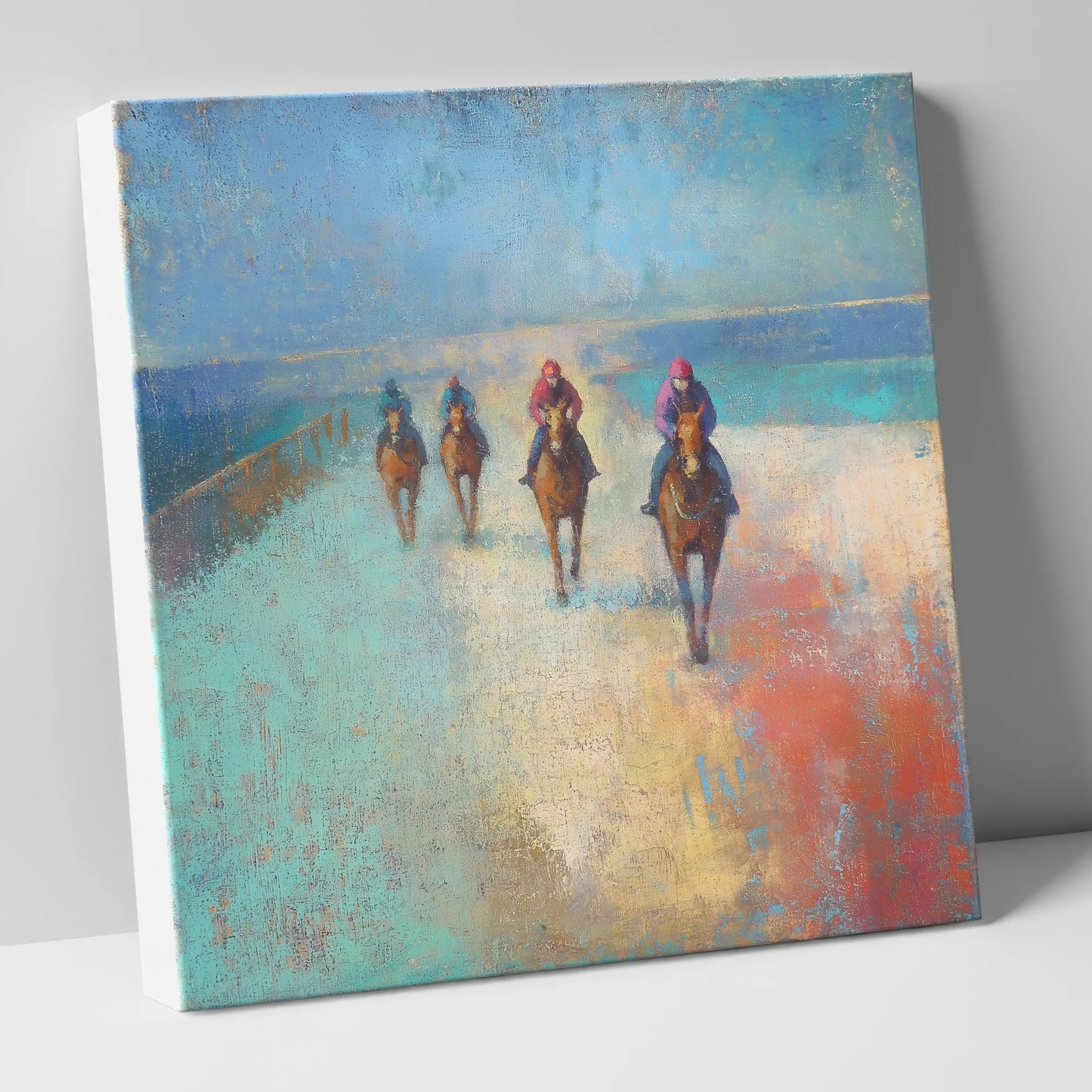 The Morning String racing horse canvas wall art