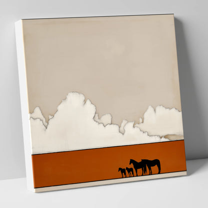Burnt Orange Horizon horse landscape canvas wall art