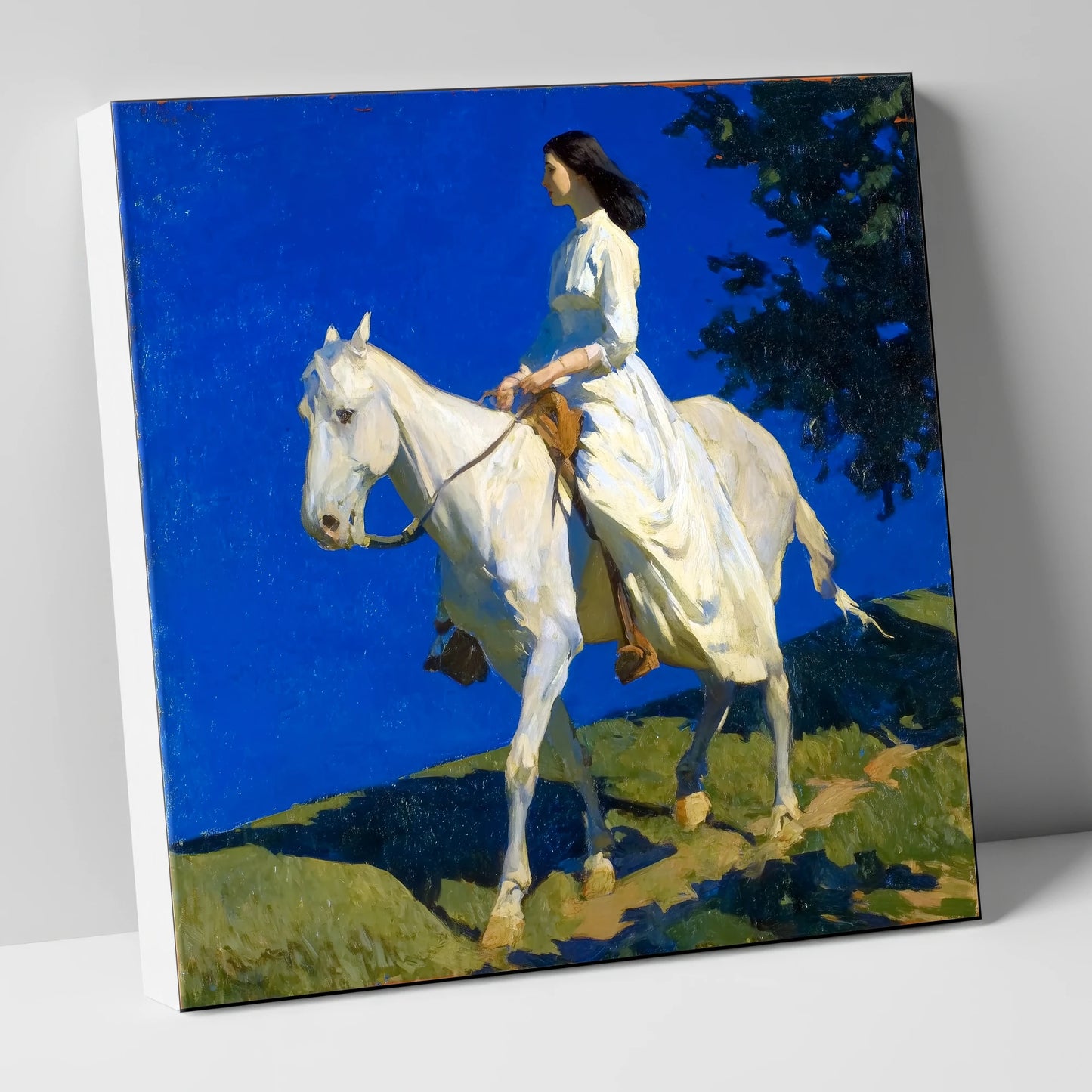 Grace Beneath Azure Skies horse & rider canvas wall art
