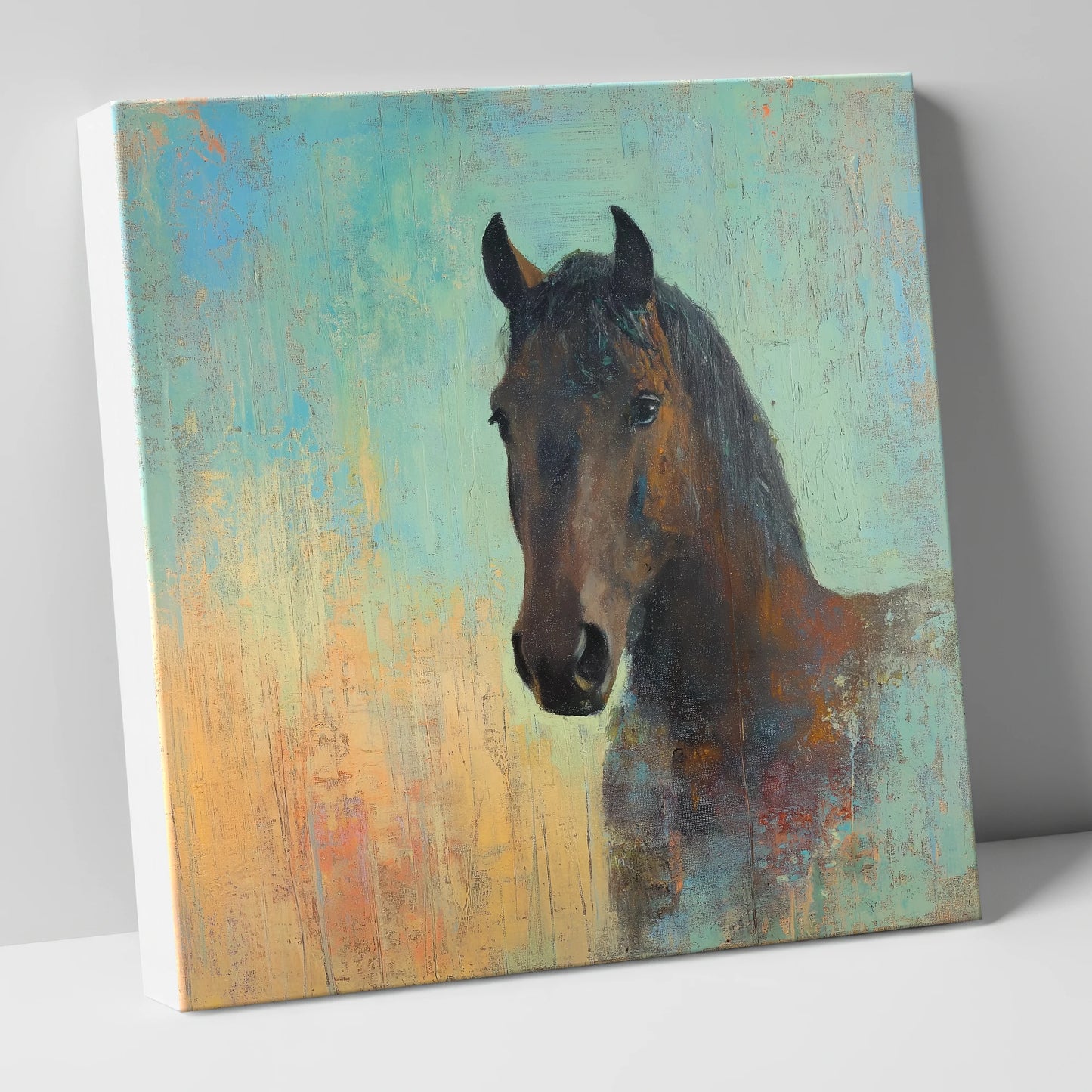 The Steadfast Bay horse portrait canvas wall art