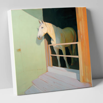 Sunlight and Shadows horse stable canvas wall art