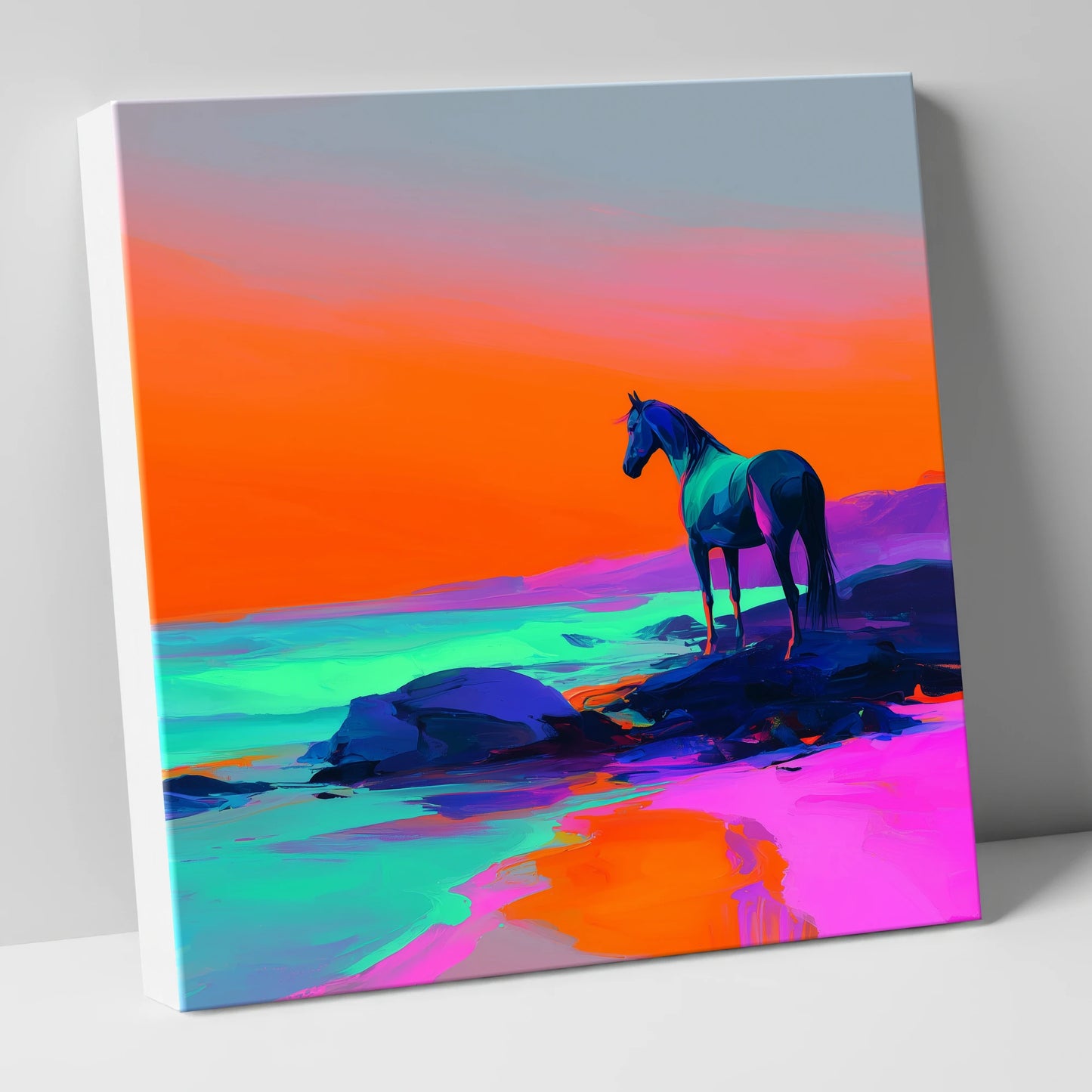 Neon Horizon Vigil horse landscape canvas wall art