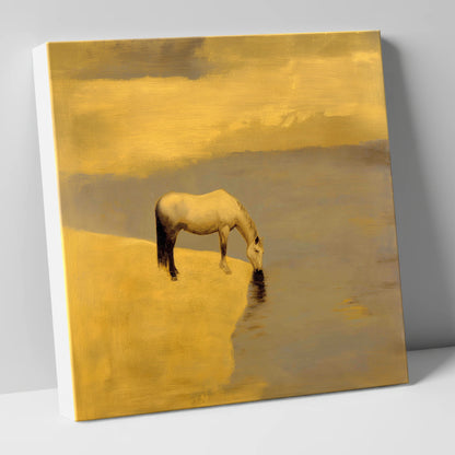 Stillness at the Water's Edge horse landscape canvas wall art