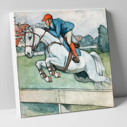 Clearing the Timber show jumping horse canvas wall art