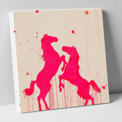Magenta Equine Dance wild horses canvas wall art