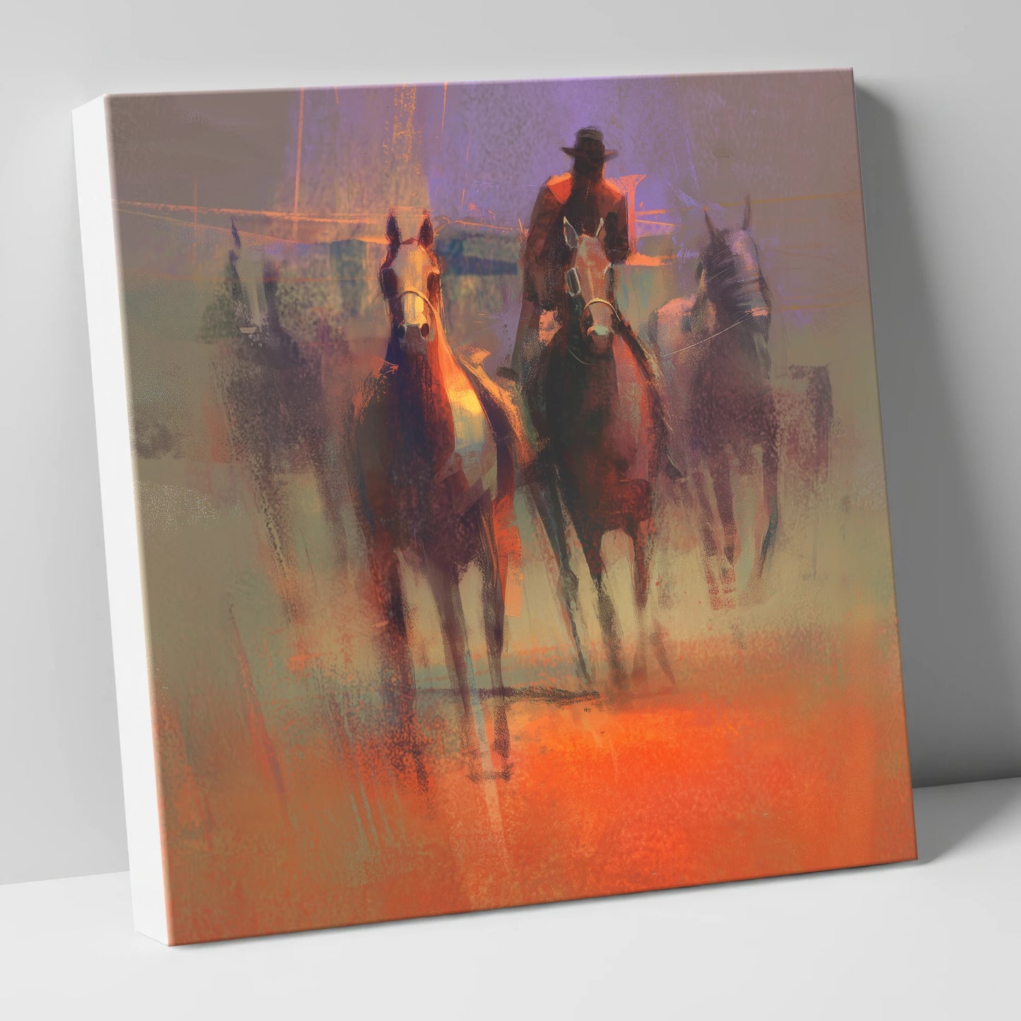 Through the Morning Dust racing horse canvas wall art