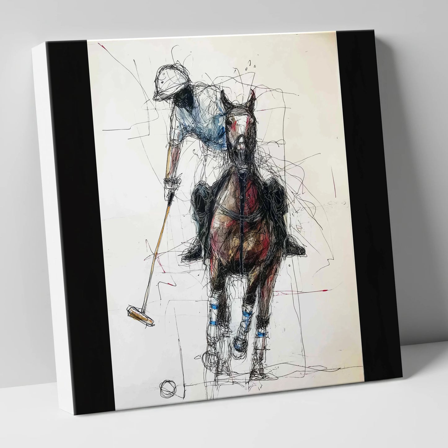 Full Gallop Focus polo horse canvas wall art